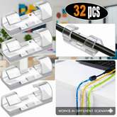 32Psc Self-Adhesive Transparent Cable Clip