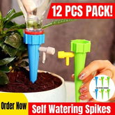 12 Pcs- Automatic Plant Self-Watering Spikes – Adjustable Drip Irrigation System 🌱