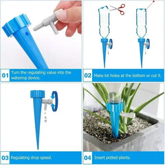 12 Pcs- Automatic Plant Self-Watering Spikes – Adjustable Drip Irrigation System 🌱