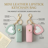 2PCs- Mini Leather Lipstick Keychain Bag with Mirror
