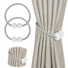 Silver (সিলভার) Luxury Magnetic Curtain Tie Backs (2 পিস সেট)