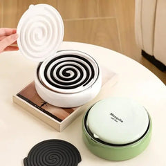 Fireproof Creative Sandalwood Coil Holder Box With Cover Lid