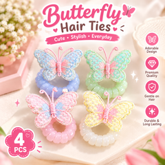 4PCs- Premium Butterfly Hair Ties(Any Color)