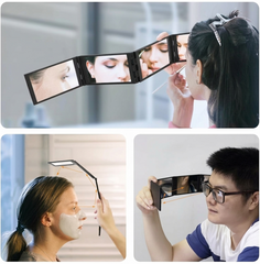 Portable 4-Way 360° Folding Mirror | HD Multi-Angle Makeup, Hair Styling & Grooming Mirror