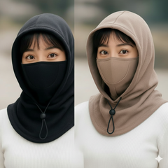 [2 Pcs] -Winter Face Mask & Neck Warmer- [Black- Brown]