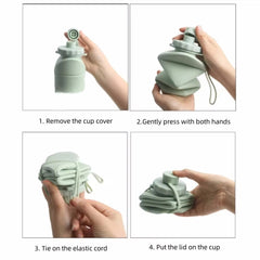 600ml Foldable Silicone Water Bottle - 1PC (Any Color)