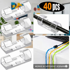 40 Pcs Self-Adhesive Transparent Cable Clip