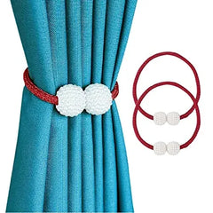 Red (লাল) Luxury Magnetic Curtain Tie Backs (2 পিস সেট)