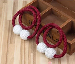 Red (লাল) Luxury Magnetic Curtain Tie Backs (2 পিস সেট)