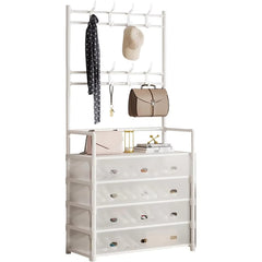 Dustproof 5-Layer Shoe & Coat Rack Organizer – Multi-Functional Storage Stand[White]