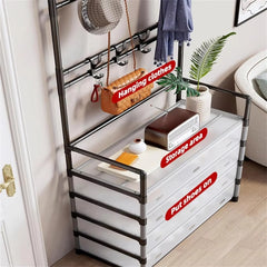 Dustproof 5-Layer Shoe & Coat Rack Organizer – Multi-Functional Storage Stand[Black]