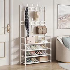 Dustproof 5-Layer Shoe & Coat Rack Organizer – Multi-Functional Storage Stand[White]