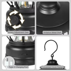 Rechargeable Retro Camping Lamp (Black Color)