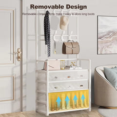 Dustproof 5-Layer Shoe & Coat Rack Organizer – Multi-Functional Storage Stand[White]